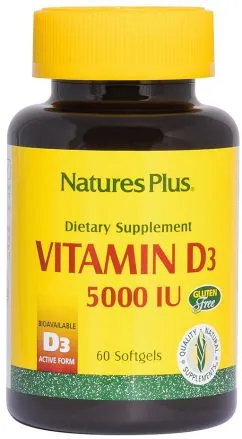 Вітаміни Nature's Plus Vitamin D3 5000IU 60 желатинових капсул (97467010475)