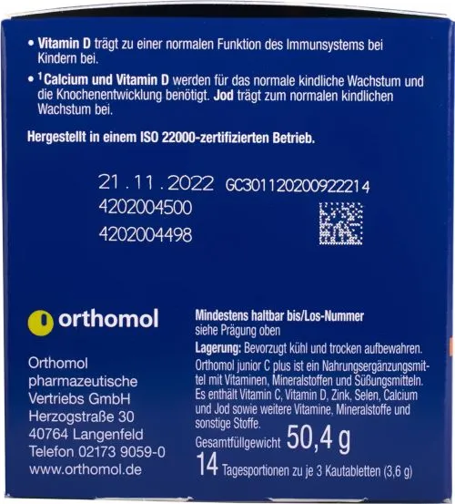 Вітаміни та мінерали Orthomol Junior C plus (імунітет дитини) жувальні машинки Лісові ягоди й апельсин/Мандарин 14 днів (10013245) - фото №3