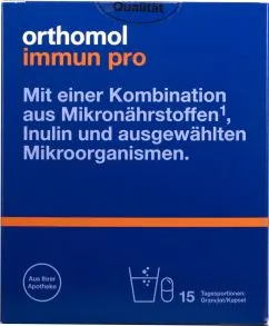 Вітаміни та мінерали Orthomol Immun pro (відновлення порушень кишкової мікрофлори й імунітету) 15 днів гранули (13886287)