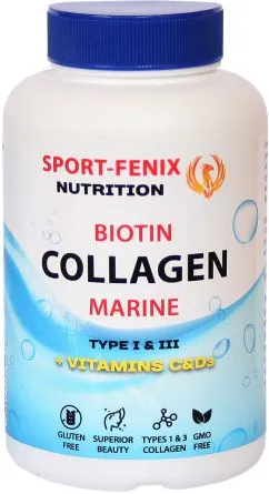 Колаген + Біотін SPORT-FENIX Collagen Marine + Biotin Type 1 & 3 120 капсул (4820259600068)