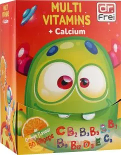 Вітамінні льодяники на паличці Dr. Frei Мультивітамін+Кальцій, №50 (3800046407293)