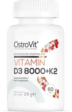 Вітаміни та мінерали OstroVit Vitamin D3 8000 + K2 60 таблеток (5903933903064)