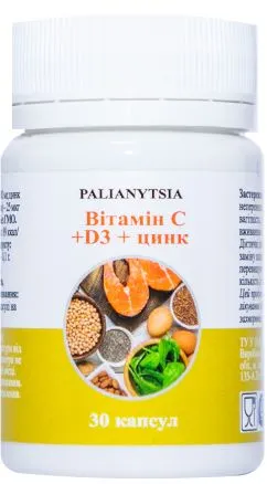 Вітаміни Palianytsia С 500 + D3 + цинк №30 (4780201342173)