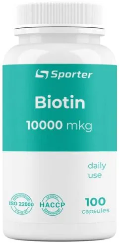 Добавка для кожи, волос, ногтей Sporter Biotin 10000 мкг 100 капсул (4820249720905)