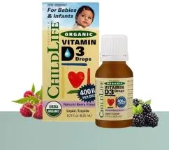 Витамины ChildLife D3 для детей со вкусом ягод 400 МЕ Organic Vitamin D3 Drops 6, 25 мл (608274130005)