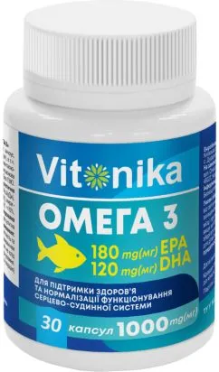 Вітаміни та мінерали Vitonika ОМЕГА-3 180 EPA/120 DHA 1000 мг 30 капсул (4820255570075)
