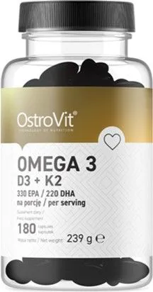 Витамины и минералы OstroVit Omega 3 D3 + K2 180 капсул (5903246224351)