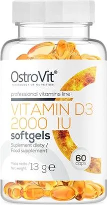 Вітаміни та мінерали OstroVit Vitamin D3 2000 IU 60 капсул (5903246221954)