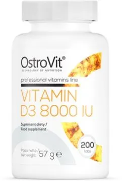 Вітаміни та мінерали OstroVit Vitamin D3 8000 IU 200 таблеток (5903246229530)
