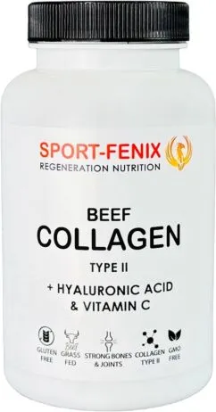 Коллаген SPORT-FENIX BEEF Type II with Hyaluronic acid & Vitamin C 120 капсул (4820259600198)