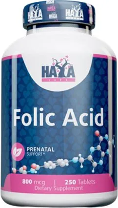 Фолиевая кислота Haya Labs Folic Acid 800 мкг - 250 таблеток (853809007943)