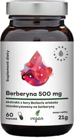 Харчова добавка Aura Herbals Берберін 500 мг 60 капсул (5902479612324)