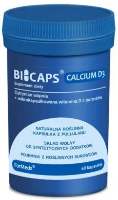 Харчова добавка Formeds Bicaps Calcium D3 60 капсул Мінерали (5903148620558)