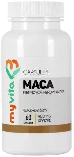 Харчова добавка Myvita Maca 400 мг 60 капсул зміцнює та живить (5905279123427)