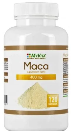 Харчова добавка Myvita Maca 400 мг 120 капсул зміцнює та живить (5905279123434)
