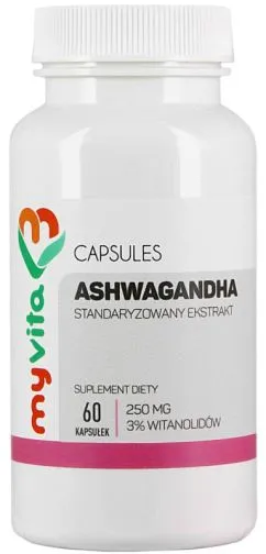 Добавка харчова Myvita Ashwagandha Standa 3% 250 мг 60 капсул (5906395684571)