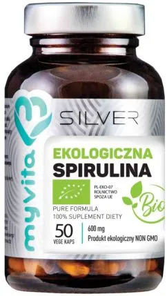 Харчова добавка Myvita Silver Spirulina Bio 50 капсул Очищення (5903021591128)