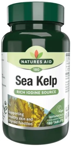 Пищевая добавка Natures Aid Kelp 187 мг 180 таблеток йода из морских водорослей (5023652071803)
