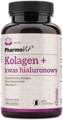 Пищевая добавка Pharmovit Коллаген + Гиалуроновая кислота 90 капсул (5904703900122)