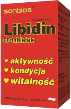 Пищевая добавка Sanbios Libidin 60 таблеток повышает жизненный тонус мужчин (5908230845116)