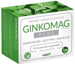 Харчова добавка Xenico Pharma Ginkomag Plus 120 капсул Поліпшення пам'яті (5905279876255)