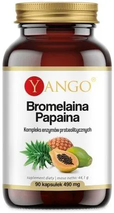 Пищевая добавка Yango Бромелайн Папаин 490 мг 90 капсул (5903796650488)
