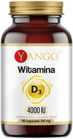 Пищевая добавка Yango витамин D3 4000 МЕ 90 капсул 291 мг (5903796650853)
