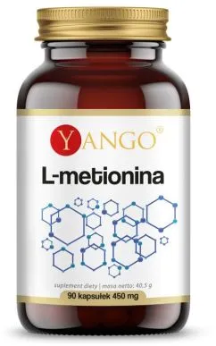 Харчова добавка Yango L-метіонін 450 мг 90 капсул для спортсменів (5903796650945)