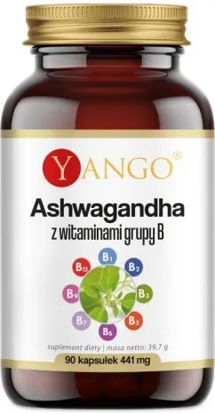 Харчова добавка Yango Ashwagandha з вітамінами групи В 90 капсул (5904194061968)