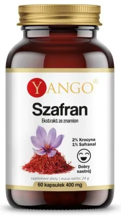 Пищевая добавка Yango Saffron 400 мг 60 капсул Эмоциональный баланс (5907483417569)