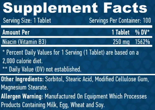 Витамины Haya Labs Niacin /Time Release/ 250 мг 100 таблеток (858047007168) - фото №2