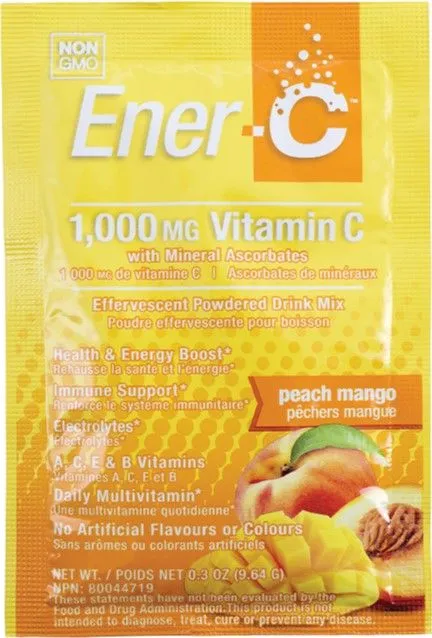 Витамины Ener-C Vitamin C 1000 мг персик и манго 30 пакетиков (873024001076) - фото №2