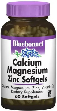 Минералы Bluebonnet Nutrition Кальций Магний + Цинк 60 желатиновых капсул (743715007000)