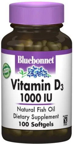 Витамины Bluebonnet Nutrition Витамин D3 1000IU 100 желатиновых капсул (743715003088)