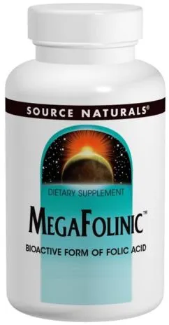 Витамины Source Naturals MegaFolinic Биоактивная форма фолиевой кислоты (В9) 800 мкг 60 таблеток (21078020271)