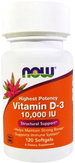 Витамины Now Foods Витамин D3 10000IU 120 желатиновых капсул (733739003768)