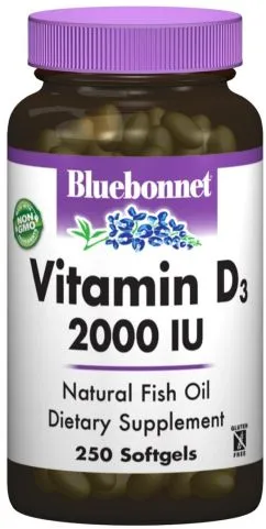Вітаміни Bluebonnet Nutrition Вітамін D3 2000IU 250 желатинових капсул (743715003194)
