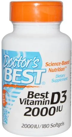 Вітаміни Doctor's Best Вітамін D3 2000IU 180 желатинових капсул (753950002104)
