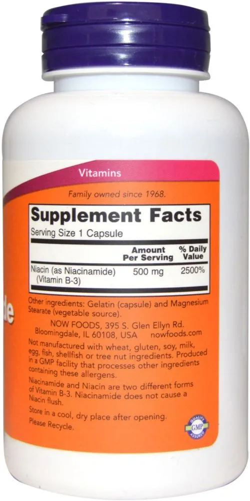Вітаміни Now Foods Ніацинамід (В3) 500 мг 100 капсул (733739004789) - фото №2