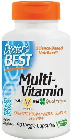 Мультивитамины без железа Doctor's Best Quatrefolic 90 гелевых капсул (753950003002)