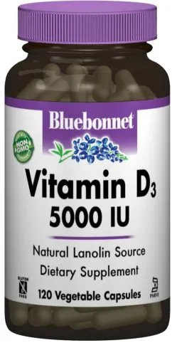 Витамины Bluebonnet Nutrition Витамин D3 5000IU 120 гелевых капсул (743715003699)