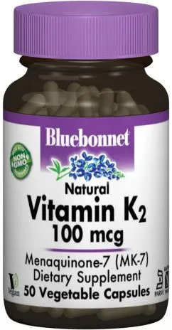Витамины Bluebonnet Nutrition витамин К2 100 мкг 50 гелевых капсул (743715006522)