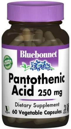 Вітаміни Bluebonnet Nutrition Пантотеновая кислота (B5) 250 мг 60 гелевих капсул (743715004689)