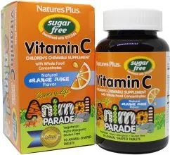 Вітаміни Natures Plus Animal Parade Вітамін C без цукру апельсин 90 жувальних таблеток (97467299221)