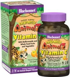Витамины Bluebonnet Nutrition Rainforest Animalz Витамин C апельсин 90 жевательных таблеток (743715001923)
