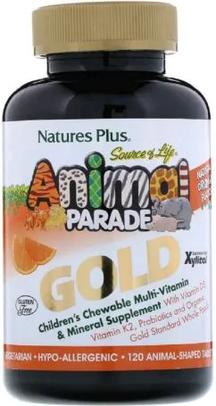 Витамины Natures Plus Animal Parade Gold мультивитамины апельсин 120 жевательных таблеток (97467299368)