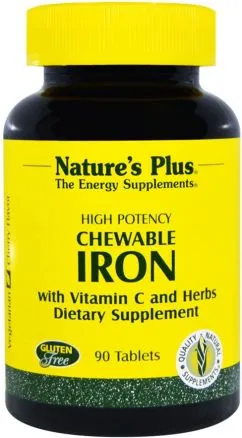 Минерал Nature's Plus Chewable Iron Железо с витамином С 90 жевательных таблеток (97467034211)