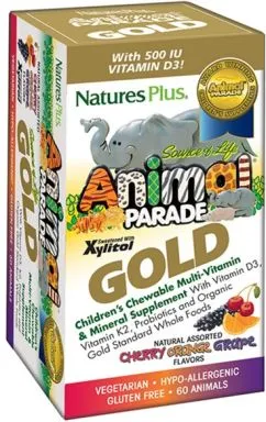Мультивітаміни Natures Plus для дітей Animal Parade Gold асорті 60 жувальних таблеток (97467299276)