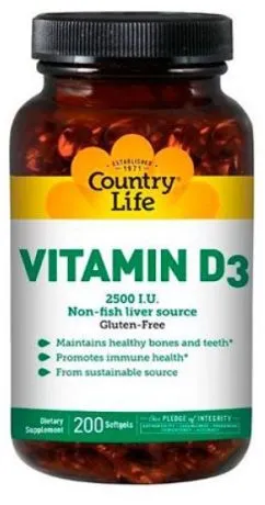 Вітаміни Country Life VITAMIN D3 2500 IU 60 капсул (015794058038)