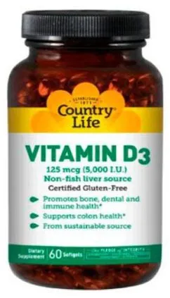 Вітаміни Country Life VITAMIN D3 5000 IU 60 капсул (015794058076)